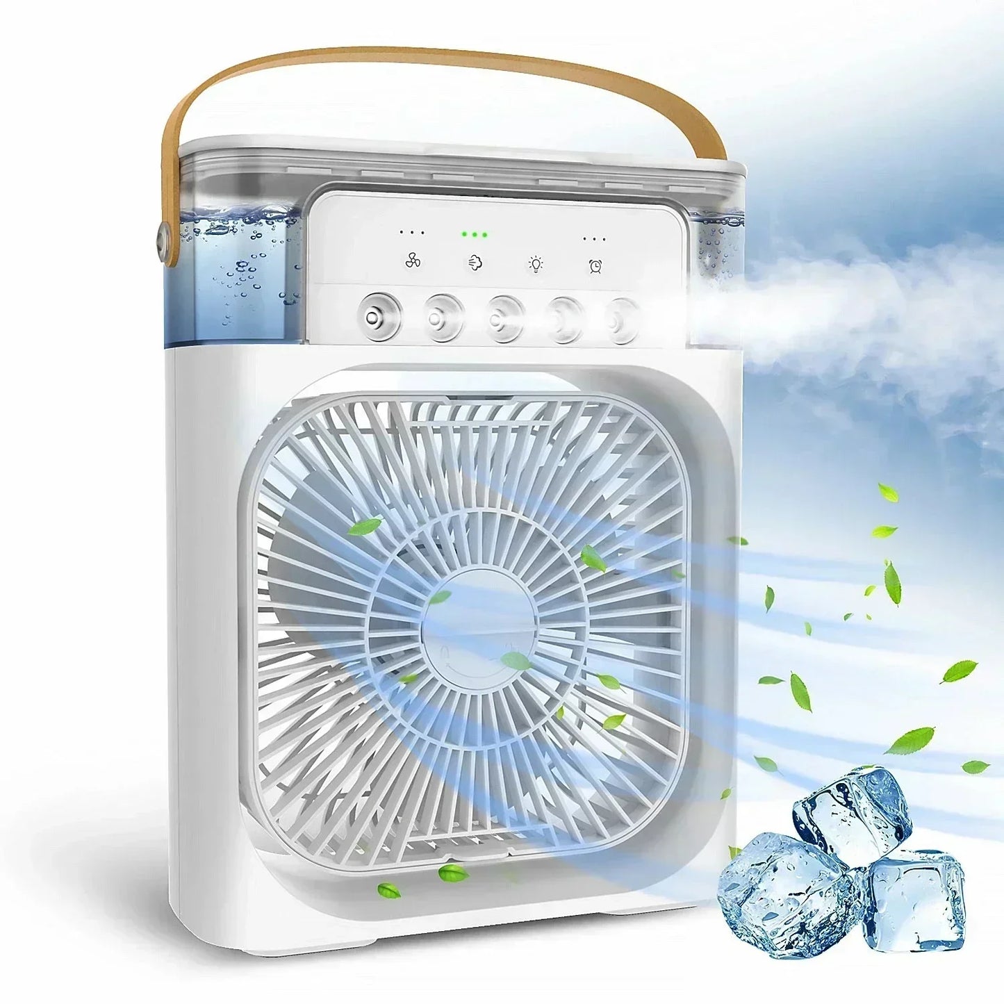 Mini Brisa Ventilador Portátil 3 em 1: Umidificador, Ar Condicionado e Luz LED