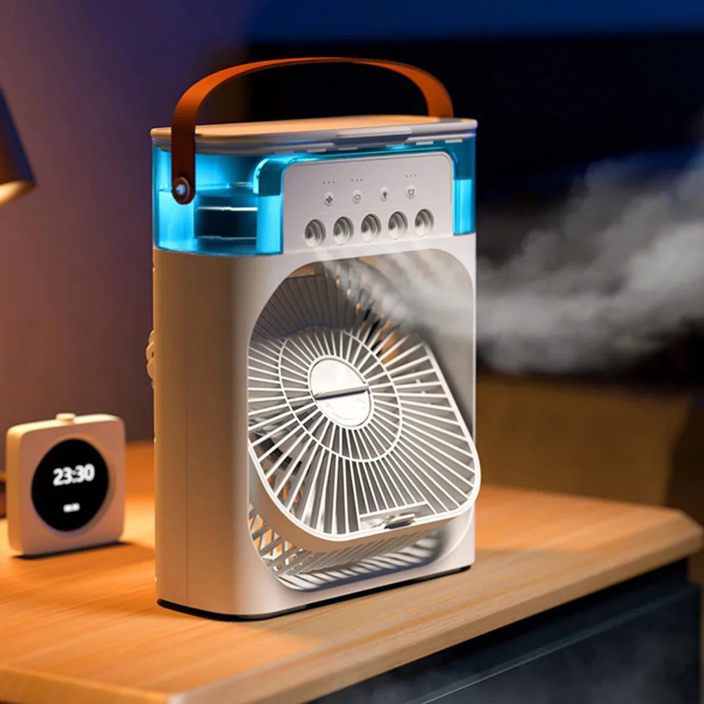 Mini Brisa Ventilador Portátil 3 em 1: Umidificador, Ar Condicionado e Luz LED