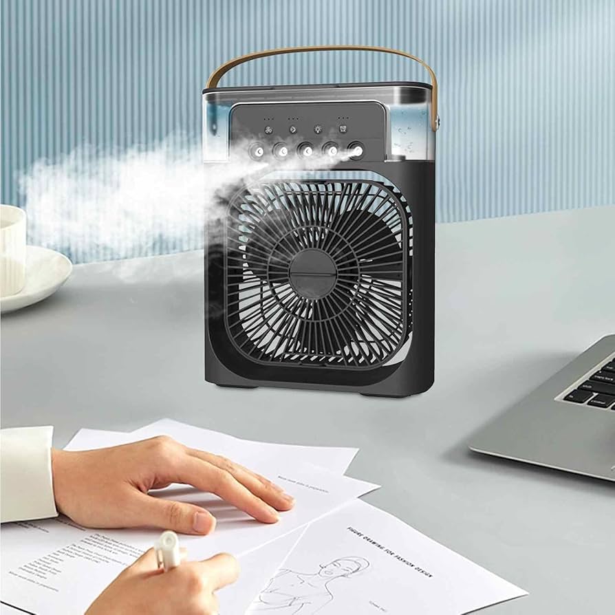 Mini Brisa Ventilador Portátil 3 em 1: Umidificador, Ar Condicionado e Luz LED