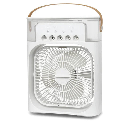 Mini Brisa  Ventilador Portátil 3 em 1: Umidificador, Ar Condicionado e Luz LED